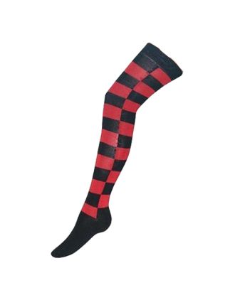 Women's Big Squared Black & Red Design Over The Knee Socks