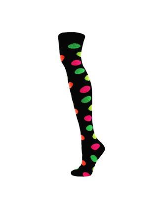 Over The Knee Neon Balls on Black Socks
