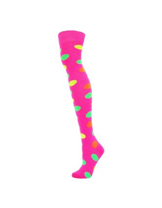 Over The Knee Neon Bubbles Fuchsia Socks