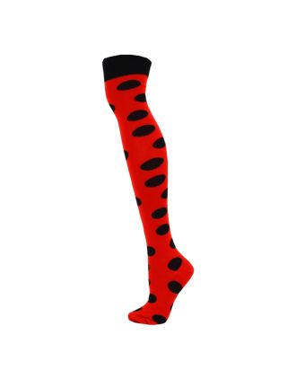 Over The Knee Black Bubbles On Red Socks