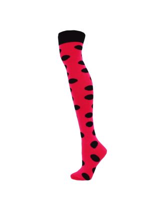 Over The Knee Black Bubbles On Fuchsia Socks