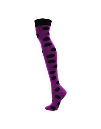 Over The Knee Black Bubbles On Purple Socks