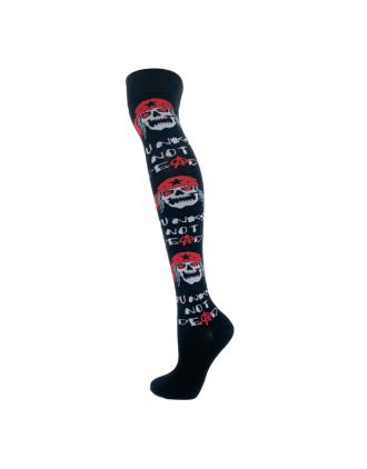 Over The Knee Punks Not Dead Skull Bandana Socks