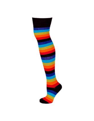 Maya Coloured Thick Striped Over The Knee Socks