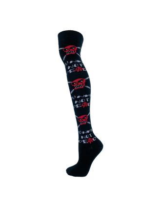 Punk Not Dead Red Skull Over The Knee Socks