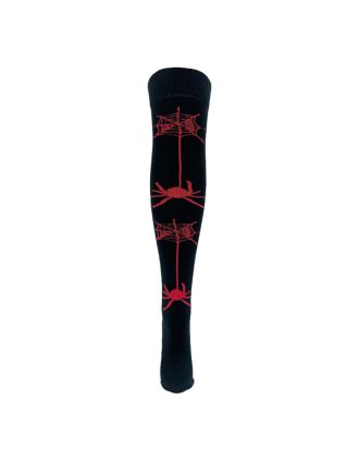 Red Spider and Web on Black Over The Knee Socks 