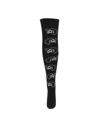 Punk Skull On Black Over The Knee Socks 