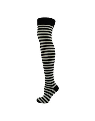 Black & Grey Thin Stripe Over The Knee Socks