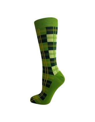 Men's Lime Green Check Designed Ankle Socks