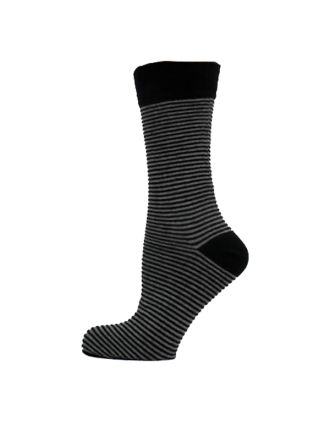 Men's Plain Black With Very Thin Grey Striped Ankle Socks