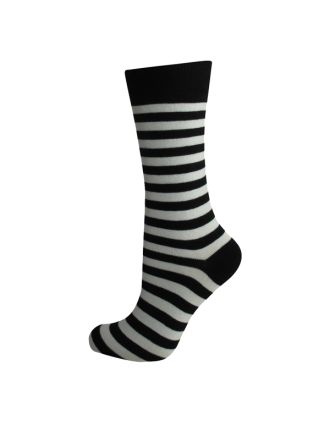 Men's White & Black Striped Thin Ankle Socks