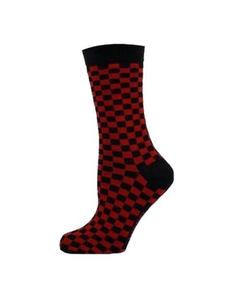 Men's Black & Red Small Square Ankle Socks