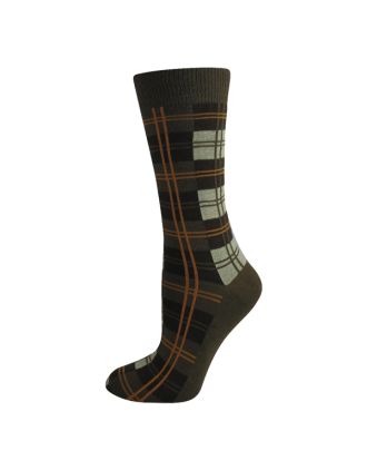 Men's Brown Check Tartan Designed Ankle Socks