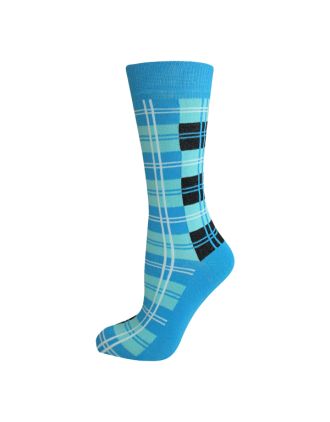 Men's Turquoise Check Tartan Design Ankle Socks