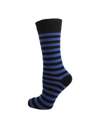 Men's Black And Blue Thin Striped Ankle Socks