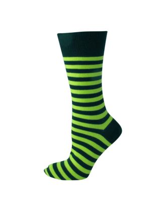 Men's Black and Lime Green Thin Stripe Ankle Socks
