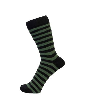 Men's Black and Green Thin Stripe Ankle Socks