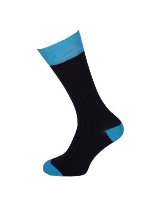 Men's Navy And Turqoise Derby Ankle Socks