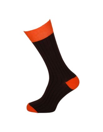 Men's Orange And Brown  Derby Ankle Socks