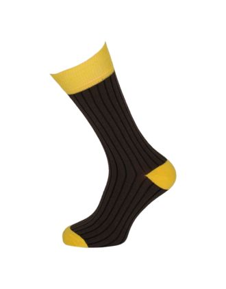 Men's Yellow And Khaki Derby Ankle Socks