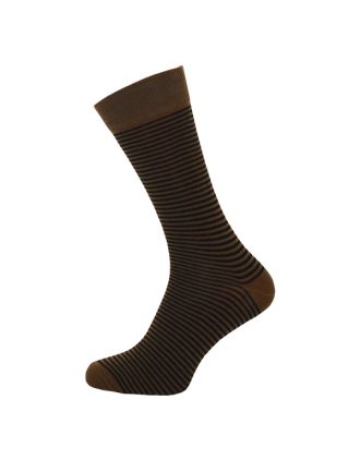 Men's Brown Very Thin Stripe Ankle Socks