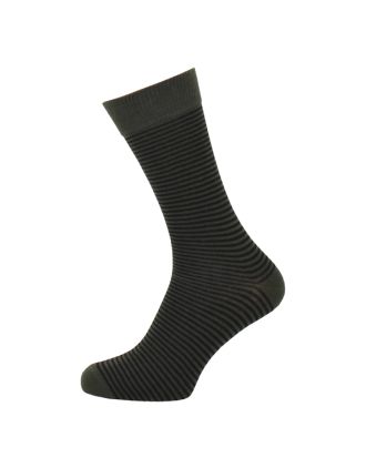 Men's  Olive Very Thin Stripe Ankle Socks
