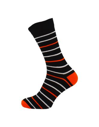 Men's Orange White Black Stripe Ankle  Socks