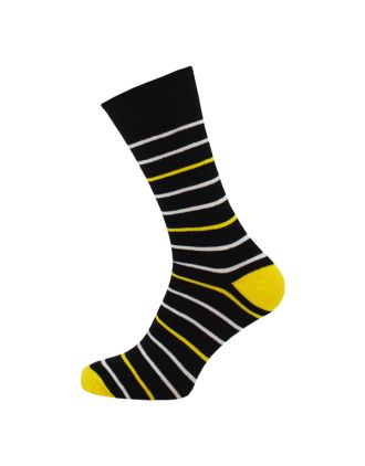 Men's Yellow White Black Thin Stripe Ankle Socks