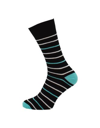 Men's Turqouisel White Black Thin Stripe Ankle Socks