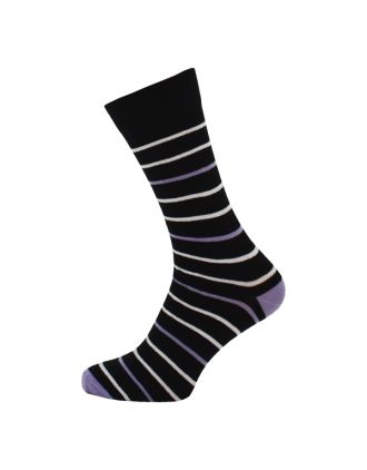 Men's Violet White Black Thin Stripe Socks