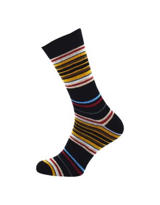 Men's Yellow Barcode Style Multi Stripe Ankle Socks