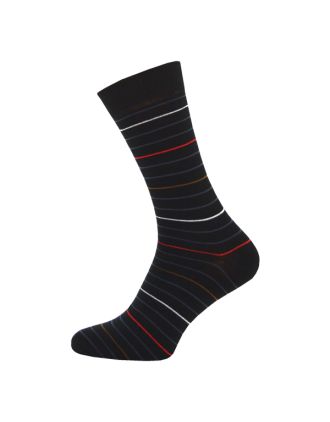 Men's Grey, White And Red Very Thin Striped Ankle Socks