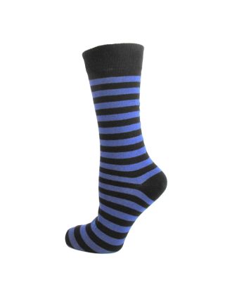 Men's Black and Light Blue Thin Stripe Ankle Socks