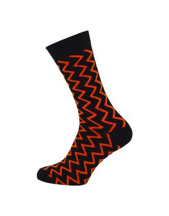 Men's Ankle Orange Zig Zag Design Ankle Socks