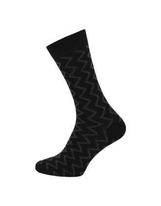 Men's Grey Zig Zag Design Ankle Socks