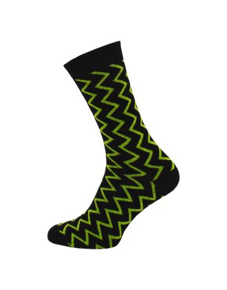 Men's Green Zig Zag Design Ankle Socks