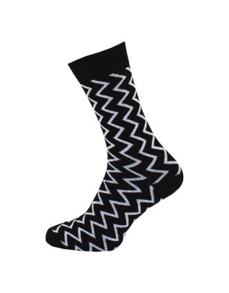 Men's White Zig Zag Design Ankle Socks