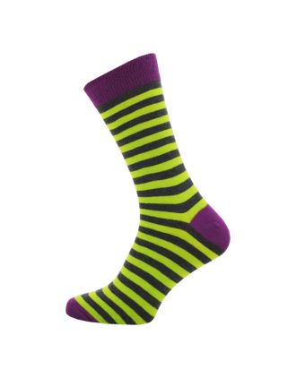 Men's Green And Grey Thin Stripe Ankle  Socks