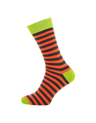 Men's Orange And Grey Thin Stripe Ankle Socks