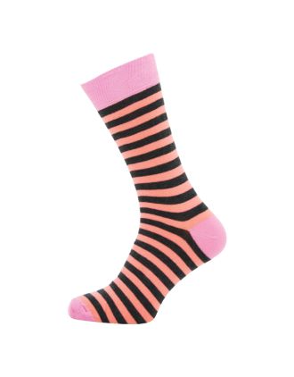Men's Pink And Grey Thin Stripe Ankle  Socks