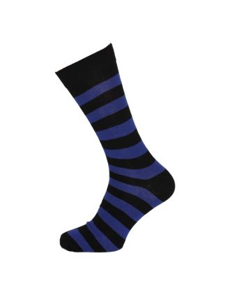 Men's Blue and Black Thick Stripe Ankle Socks