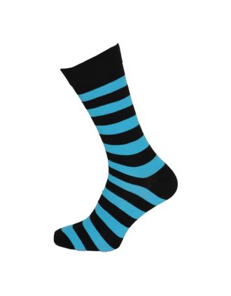 Men's Turquoise  and Black Thick Stripe Ankle Socks