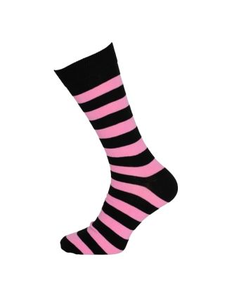 Ladies Ankle Pink and Black Thick Stripe