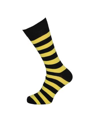 Men's Yellow And Black Thick Stripe Ankle Socks