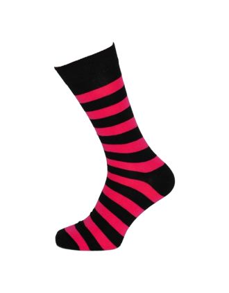 Men's Fuchsia And Black Thick Stripe Ankle Socks
