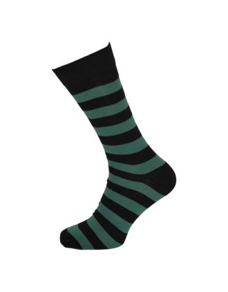 Men's Green And Black Thick Stripe Ankle Socks 