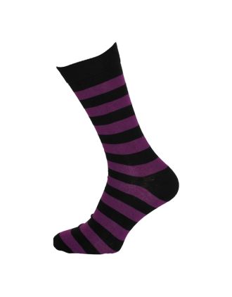 Men's Purple And Black Thick Stripe Ankle Socks
