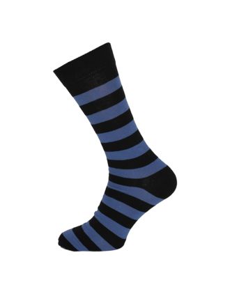 Men's Light Blue And Black Thick Stripe Ankle Socks