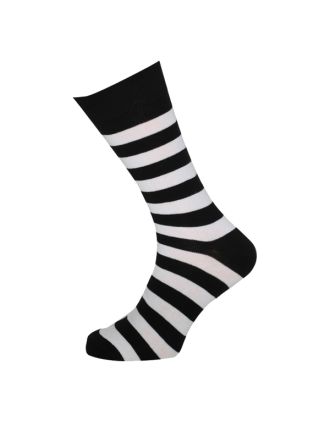 Men's White And Black Thick Stripe Ankle Socks