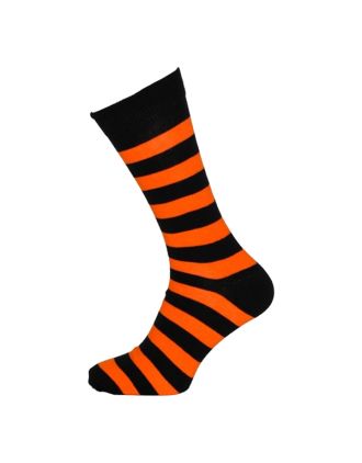 Men's Orange And Black Thick Stripe Ankle Socks